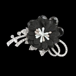 Women's Scarf Brooch - Black - Product Image 1