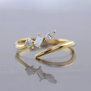 Solid 18KT Yellow <b>Open</b> Cuff Diamond Engagement and Party <b>Ring</b> Lab Grown Diamond <b>Ring</b> Fine <b>Ring</b> Jewellery Gift for Women's - Product Image 5