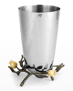 Florero de Metal hecho en India de alta calidad, jarrón de mesa con acabado de hoja de oro y tapa plateada a la venta, pulido inspirado en la naturaleza - Product Image 4