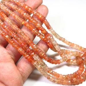 Alto 19 \ "Strand Rondelle Piedras preciosas sueltas Fuego completo Piedra solar Africana Briolette Micro facetado 4-6mm Gemas blanquecinas naranjas naturales - Product Image 5