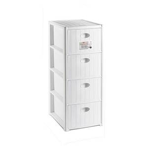 ELEGANCE <b>White</b> 4C Slim <b>Chest</b> <b>Drawers</b> 30x40x80cm Space-Saving Storage Solution by Stefanplast - Product Image 1