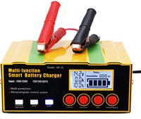 Chargeur de batterie 12-24V avec affichage LED et pince de connexion pour batteries de voiture et de moto