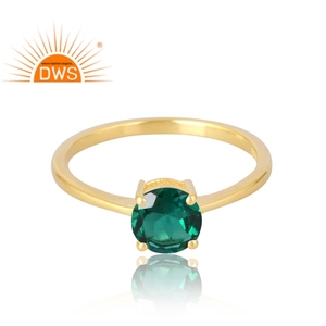 Última venta plata esterlina 925 18K chapado en oro Natural Esmeralda anillo de piedras preciosas Demi joyería fina para mujer regalo para ella - Product Image 3