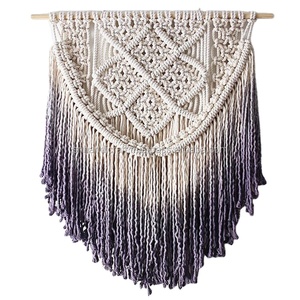 Tapiz Hecho a Mano con Diseño de Galaxia en Degradado Gris, Decoración de Pared de Macramé - Product Image 1