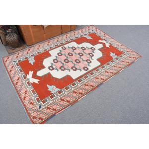 Vintage <b>Runner</b> Rug, 0.3x6.1 ft Turkish Rug, <b>Red</b> Polka dot Wool Rug - Product Image 2