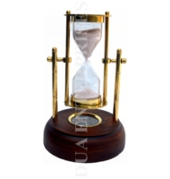 Massiver Messing Sand Timer mit Vintage Holz basis Maritime Sanduhr dekorative Sanduhr mit Kompass.