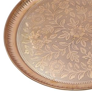 Plato de Puja de Latón Tallado con Flores de 12 Pulgadas, Plato de Aarti para el Hogar o Templo, Regalos para la Ceremonia de Puja, Dorado - Product Image 2