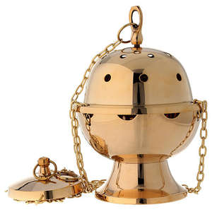 Thurible en laiton de style vatican, orné, en laiton poli, utilisé pour les rituels sacrés, encensoir et brûleur d'encens sacré pour la prière - Product Image 6