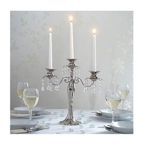 Candélabre en aluminium et métal pour décoration de table à la maison bougeoir à 3 bras plaqué argent taille personnalisée à des prix acceptables - Product Image 6