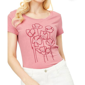 Camiseta de algodón 100% de manga corta Moq inferior, venta al por mayor, camiseta personalizada con estampado para mujer - Product Image 1