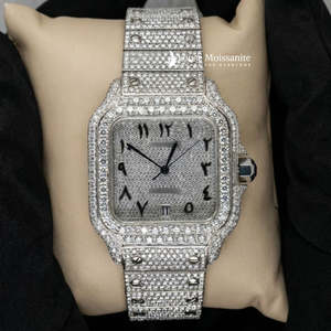 นาฬิกาข้อมือโมอิสซาไนต์ทรงสี่เหลี่ยมคุณภาพสูง หน้าปัดแบบอารบิก - Product Image 1