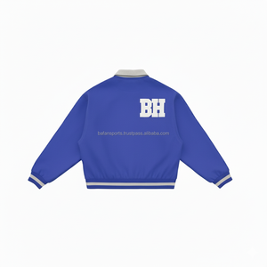 Veste universitaire de luxe 420GSM en laine mélangée bleu royal gris broderie personnalisée Logo classique unisexe Design vestes universitaires pour femmes - Product Image 2