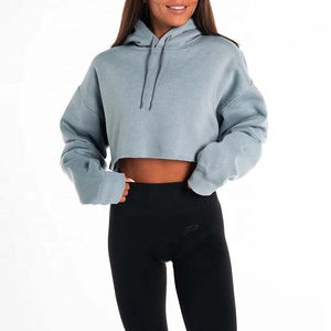Haut à capuche court personnalisé pour femme, sweat-shirts et pulls décontractés pour femme, pull à capuche court oversize pour femme, décontracté - Product Image 2