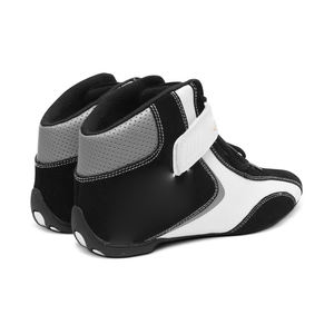 <b>Go</b> Karting Sports Racing Shoes Footwears <b>Go</b> Kart Leather Racing Sports Shoes in White and <b>Black</b> Color - Product Image 1