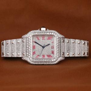 Montres de luxe tendance hip-hop de haute qualité, serties de diamants, montres en or blanc personnalisées, quartz, diamants ronds en moissanite pour hommes - Product Image 1