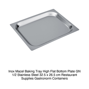Bandeja para Hornear Inox Macel, Placa de Fondo Plano Alto GN 1/2, Acero Inoxidable, 32.5 x 26.5 cm, Suministros para Restaurantes, Contenedores Gastronorm - Product Image 2