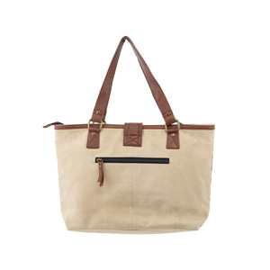 Luxury Vintage Women's Cowhide PU <b>Canvas</b> <b>Handbags</b> Unisex Genuine Cowhide PU <b>Canvas</b> Hand Bags with Zipper Closure and Two Straps - Product Image 1