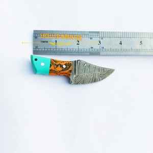 Cuchillo de bolsillo Skinner de hoja fija de Damasco hecho a mano de 4 pulgadas, de moda, superventas, OEM, precio económico, con mango completo - Product Image 6