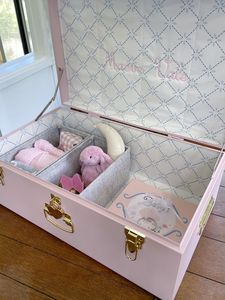 Pink Rectangular Storage Trunk with Lid Embroidered Name Organized Baby Clothes Toy Box for <b>Nursery</b> - Product Image 4