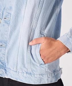 Ventes en gros OEM 2026, vestes en jean personnalisées à col rabattu, coupe courte, bleu clair, pour hommes, veste en jean ample - Product Image 4