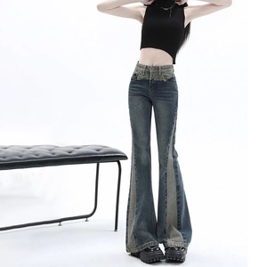 Nouveau pantalon en Denim lavé de haute qualité personnaliser 100% coton pantalon évasé 2025 élégant pantalon pour femmes respirant - Product Image 2