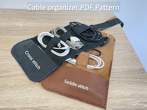 Organisateur de câbles de luxe en cuir véritable écologique fait à la main avec fermeture à glissière porte-cordon de voyage léger et Durable LCH-0040 - Product Image 2