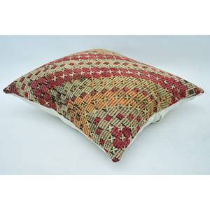 Multicolor Bohemian 24x24 Inch Wool Pillow Luxury <b>Vintage</b> Embroidered Woven Cushion for <b>Bedding</b> and Floor Decor - Product Image 5
