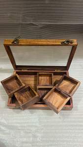 Caja de Almacenamiento de Especias de Madera Antigua, Diseño de Lujo Personalizable, Artesanía Ahad, Marrón 20x20cm, Embalaje Personalizado con Logotipo, Utensilios de Cocina - Product Image 4