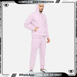 Logo personnalisé grande taille hommes survêtement couleur unie 100% coton respirant hommes survêtement à vendre - Product Image 5