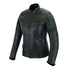 Veste en cuir véritable pour hommes, blouson de motard noir, chaud, imperméable, respirant et écologique, pour l'équitation décontractée au quotidien - Product Image 1