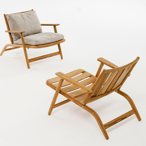 Sillón de exterior de madera de teca de lujo moderno para patio y Playa muebles de jardín con acabado de color natural - Product Image 2