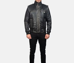 เสื้อแจ็คเก็ตหนังผู้ชายแบบลำลองล่าสุดเสื้อผ้าแฟชั่นสำหรับฤดูหนาวปกตั้งและปิดซิป - Product Image 4