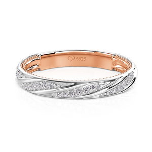 Anillo de boda de dos tonos con borde de cuentas Jeulia Twist - Anillo fino - Product Image 1