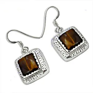 925 <b>Silver</b> <b>Chandelier</b> Earrings with Tiger Eye Shell Gold Plated Vintage Style Drop Dangle Earrings for Women Cute Vintage Design - Product Image 2