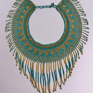 Collier élégant en perles de rocaille dorées et turquoise, style déesse personnalisé, collier ras du cou, commande en gros - Product Image 5