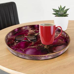 Bandeja de servicio de madera de mango indio hecha a mano al por mayor bandeja de cocina impresa de esmalte decorativo de tamaño personalizado para almacenamiento de alimentos de uso doméstico - Product Image 6