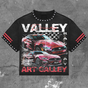 Conjunto de camiseta de verano para hombre de algodón 100%, diseño gráfico de calle Formal informal con corte de diamantes de imitación cuadrados transpirables, estilo Formal - Product Image 1