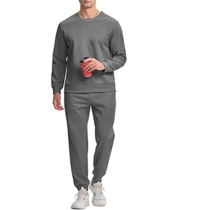 Chándal grueso en blanco de algodón con estampado de logotipo personalizado, chándal de algodón transpirable liso con Bordado de lana unisex a granel - Product Image 2