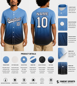 Maillot de baseball/softball personnalisé pour homme, imprimé en sérigraphie, design 3D, 100% coton biologique, respirant, anti-transpiration, col haut - Product Image 1