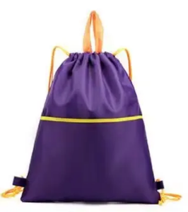 Logo personnalisé Sac à cordons 210D Polyester Sac à dos de sport avec poche à fermeture éclair Sac de sport à cordon lavable promotionnel - Product Image 2