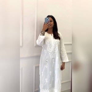 Exclusive designer foux georgette <b>kurti</b> with intricate thread work and micro cotton lining for premium ethnic style - Product Image 2