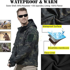 Chaqueta Táctica con Capucha para Hombre, Invierno, JERSIZ, Soft Shell, Estampado de Camuflaje, Forro Polar, Transpirable, para Todo Clima, Cómoda y Duradera - Product Image 2