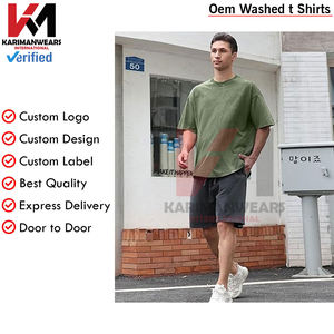 เสื้อยืดผ้าฝ้ายโอเวอร์ไซส์สำหรับผู้ชาย, เสื้อยืดวินเทจซักได้ทรงหลวมเสื้อลำลองแขนสั้นยูนิเซ็กส์เสื้อสไตล์ตัวบน - Product Image 5