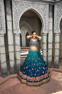 Maruti Mode Readymade Indien Ethnique Porter Lourd Jacquard Soie Mariée Lehenga Choli Broderie Paillettes Travail Net Dupatta pour - Product Image 2