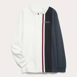 Polo Premium de Manga Larga con Media Cremallera y Bloques de Color, con Tela Suave, Comodidad y Estilo Urbano Moderno con Paneles en Contraste - Product Image 1