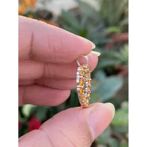 Collier Cœur en Argent 925 Citrine Tendance avec Motif Numérique, Plaqué Rhodium et Or – Cadeau Classique et Prêt pour les Fêtes - Product Image 3