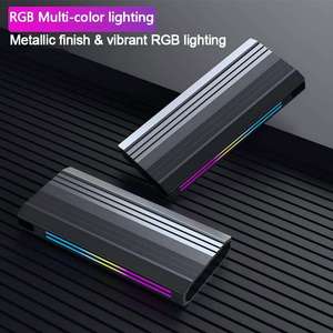 M18 10Gbps Metal <b>M</b>.<b>2</b> <b>SSD</b> Enclosure with RGB Light Supports NVMe NGFF Dual Protocol - Product Image 2