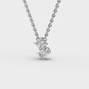 Colgante de Dos Piedras de Diamante con Corte Asscher y Ovalado en Plata de Ley 925 Sólida - Product Image 3