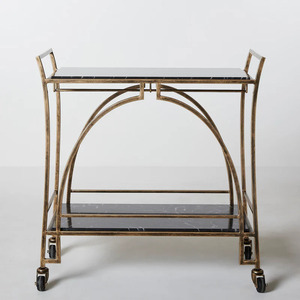 Wholesale Tiers Hotel Luxury Gold Metal <b>Serving</b> Bar Carts <b>Serving</b> <b>Trolley</b> Service Cart Bar - Product Image 2