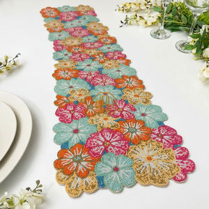Handmade Modern <b>Beaded</b> Table Runner and <b>Placemat</b> Multicolor Floral Embroidered Custom Order - Product Image 4